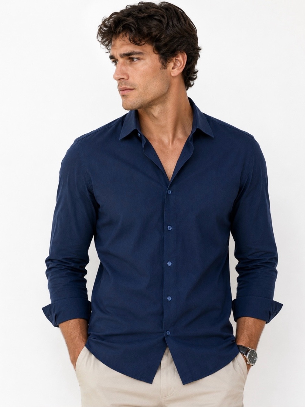 Calvin Klein dark navy blue slim fit shirt
